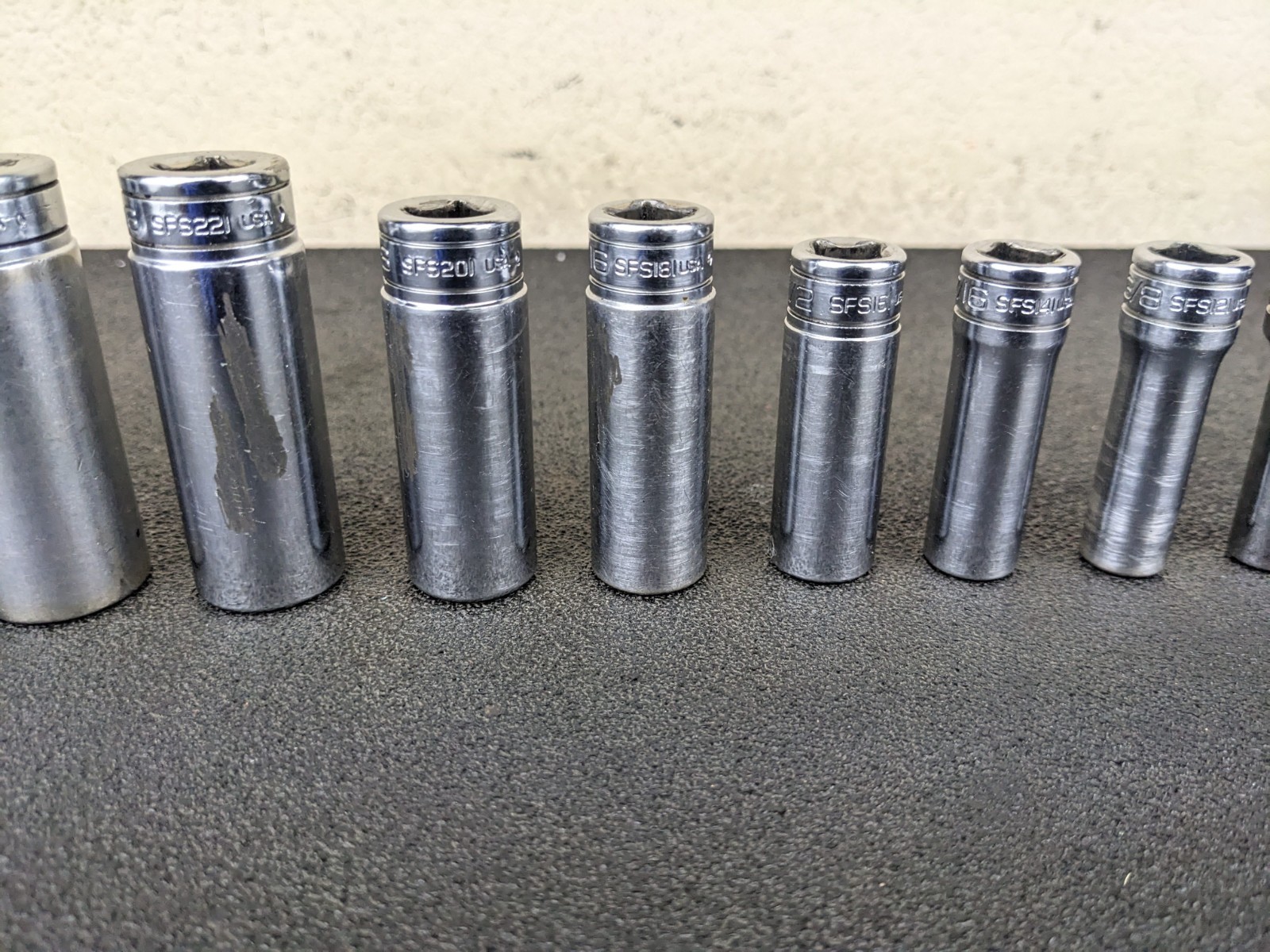 #bo727 Snap-on 211SFSY 1/4″ 7/8″ SAE 11-Piece 3/8″ Drive 6-Point Deep Socket Set