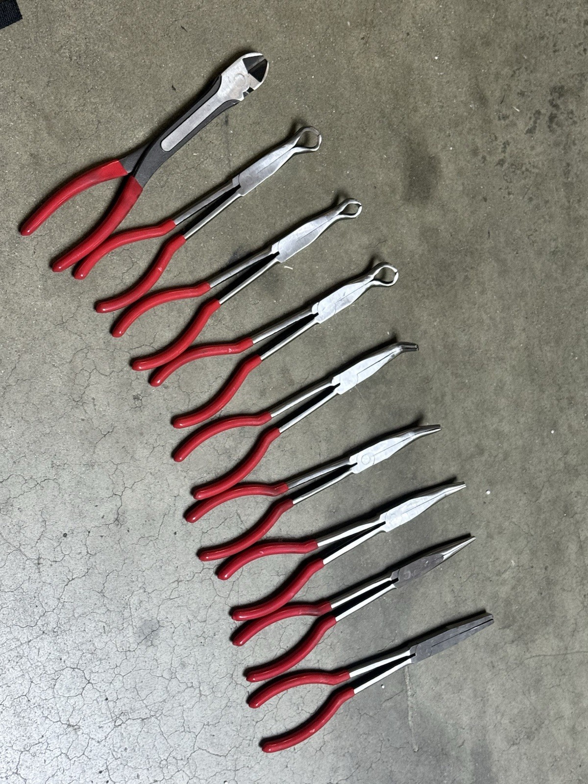 9pcs 11″ Long Nose Plier Set Long Reach Circle Bent Needle Nose Diagonal Cutter