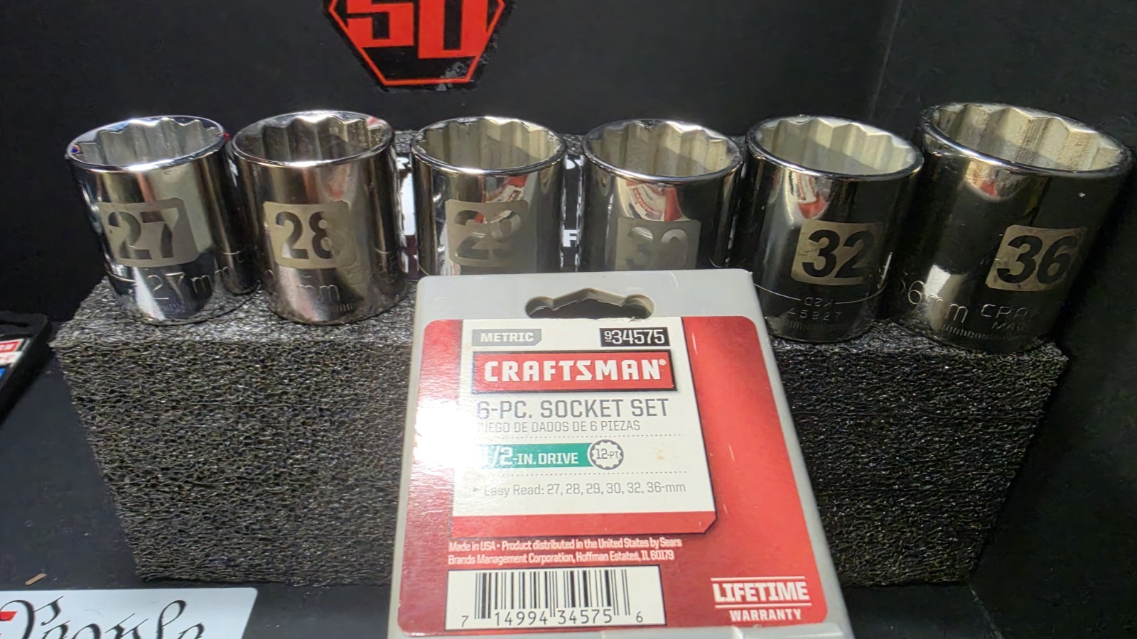 Vintage Craftsman 1/2″ Drive 6pc Metric 12pt Large Socket Set 34575 USA