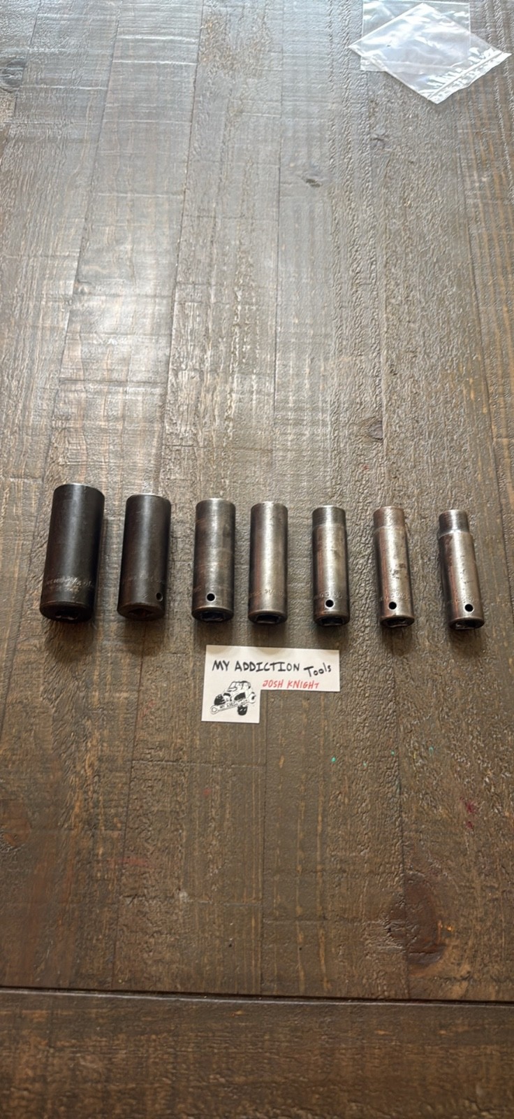 Snap on 7 piece SAE deep well impact sockets no owner markings