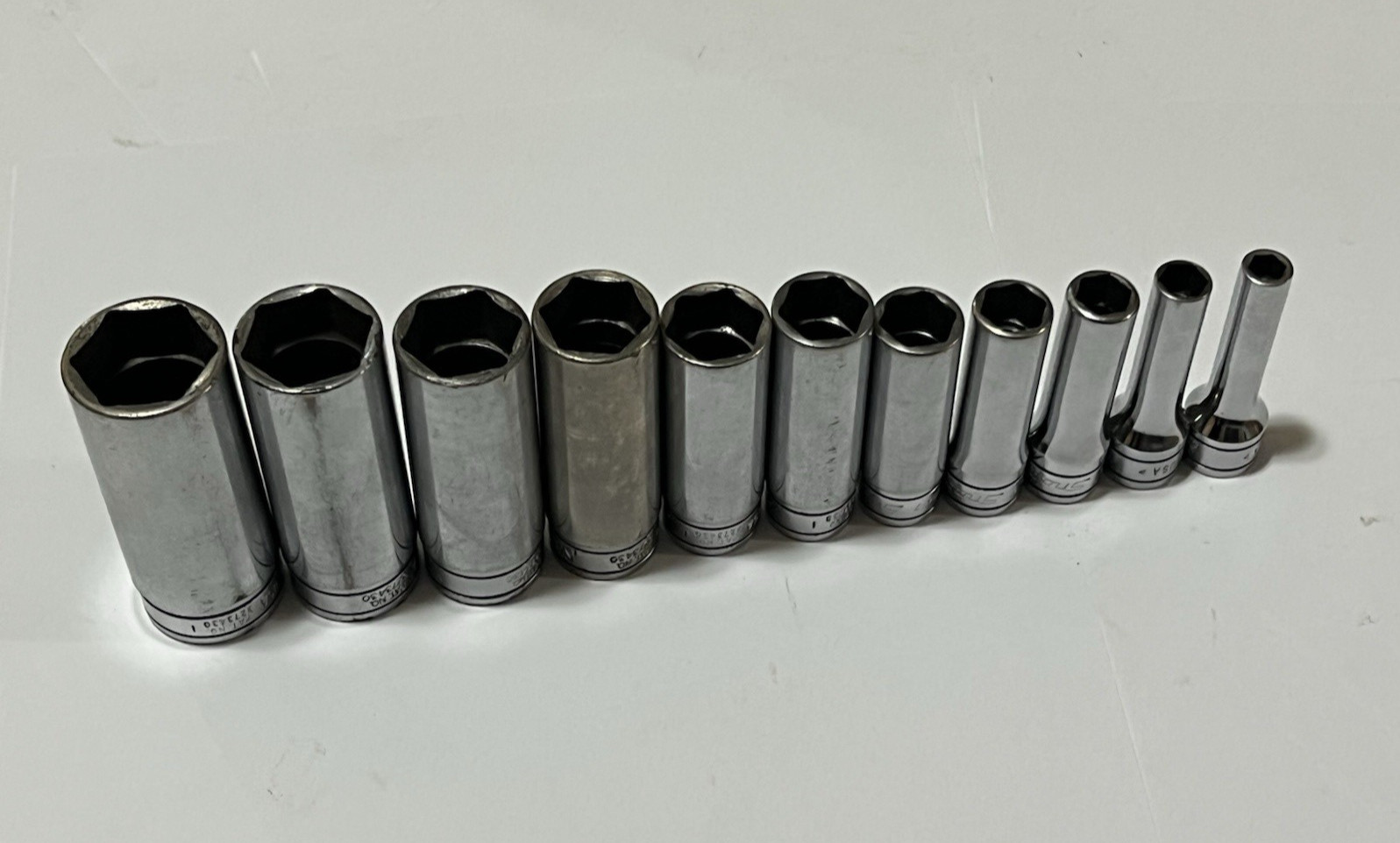 Snap On 211SFSY 3/8 Drive SAE Deep 6 Point Chrome Socket Set 11 pc 1/4 – 7/8