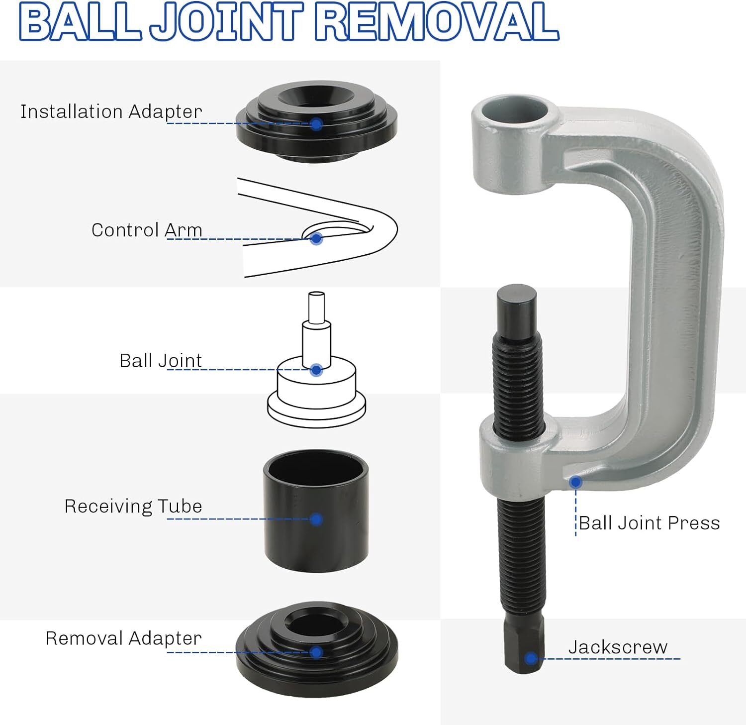 Heavy Duty 4 in 1 Ball Joint Press & U Joint Removal Tool Kit with 4×4 Adapters