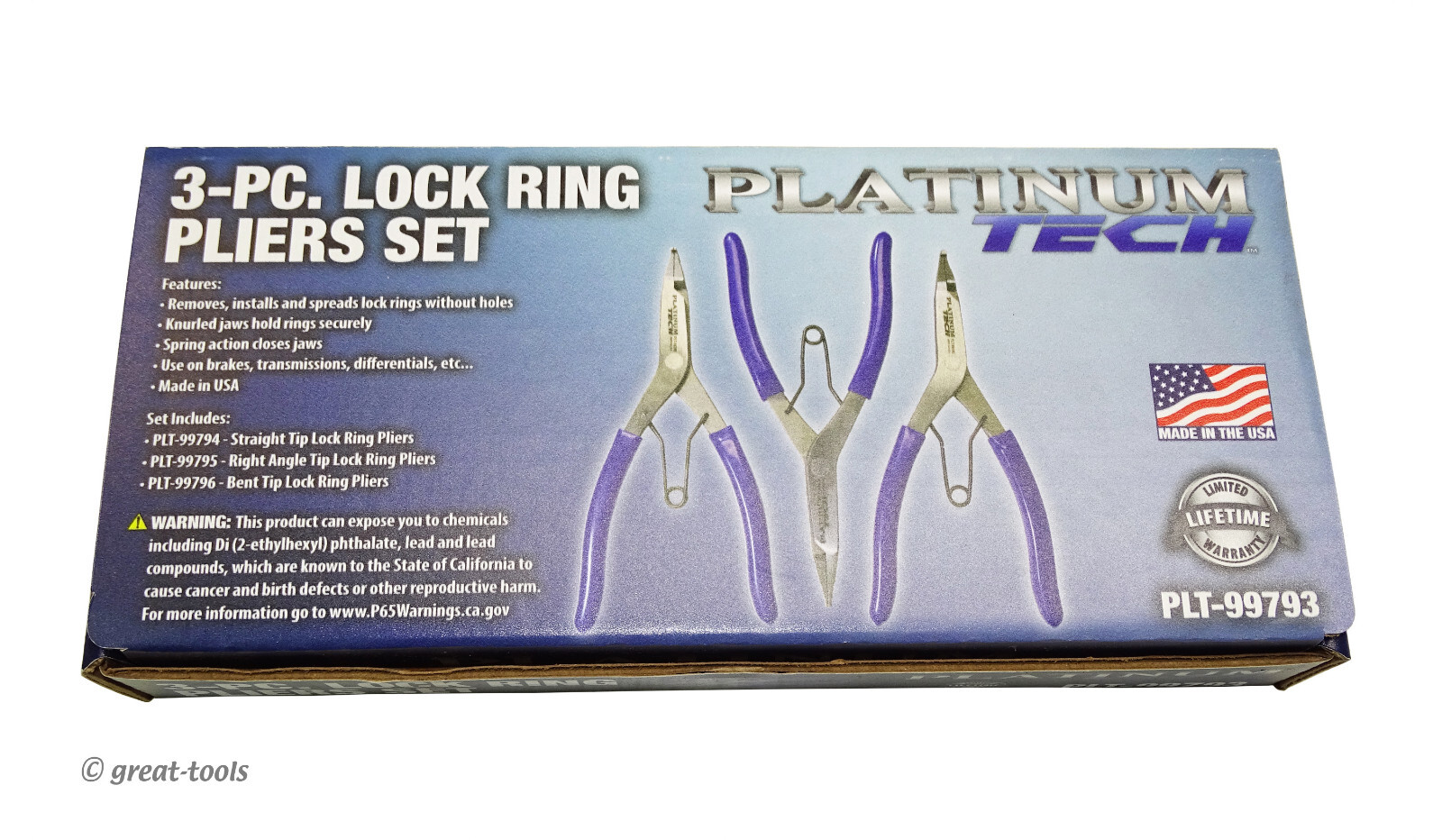 3-PC LOCK RING PLIERS SET – Made in the USA – automotive hand tools – snap rings