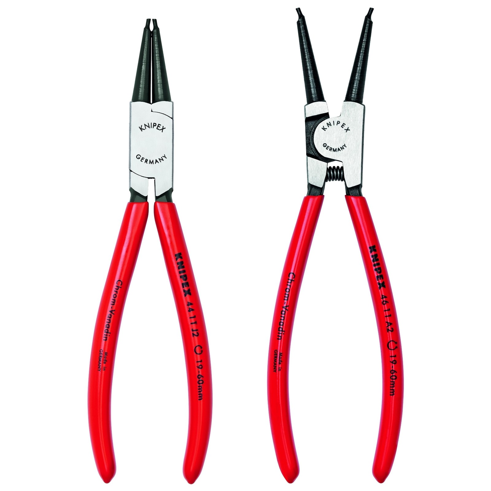 2 Pcs Snap Ring Pliers Set chrome steel Circlip 19-60mm Forged Non Slip Tips Red