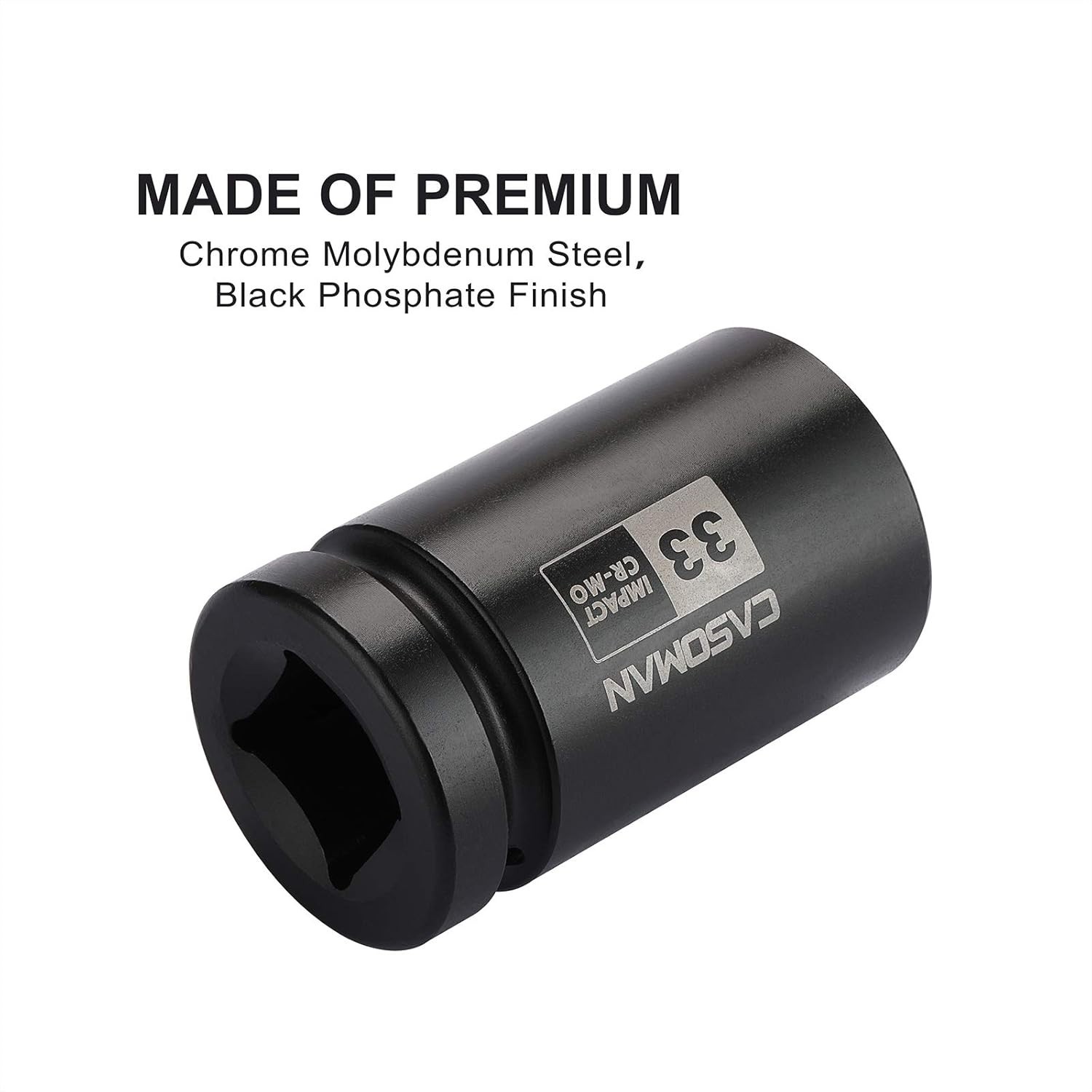 33mm Deep Impact Socket, 1 Inch Drive, Chrome Molybdenum Steel, Manganese Finish