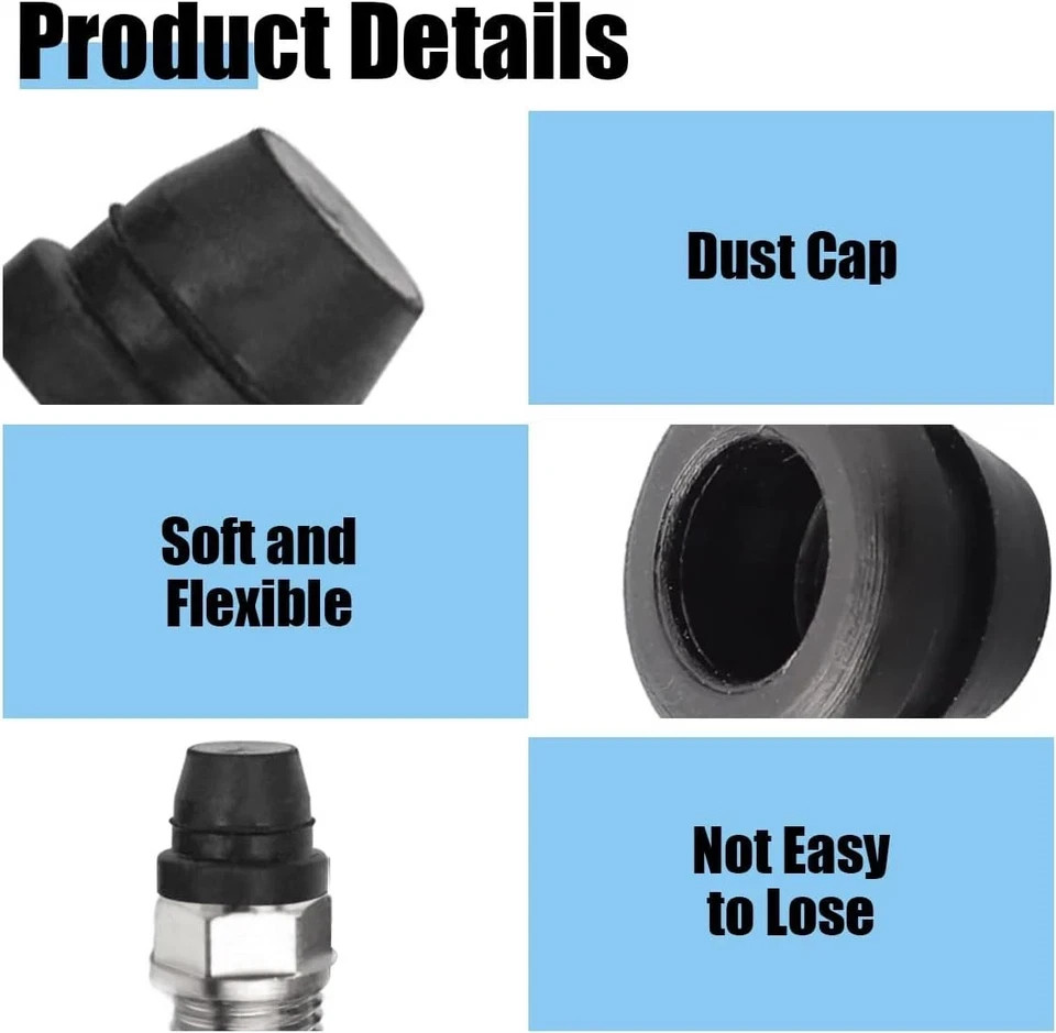 18PCS Car Brake Bleeder Screw Caps, Auto Rubber Grease Fitting 18PCS, Black