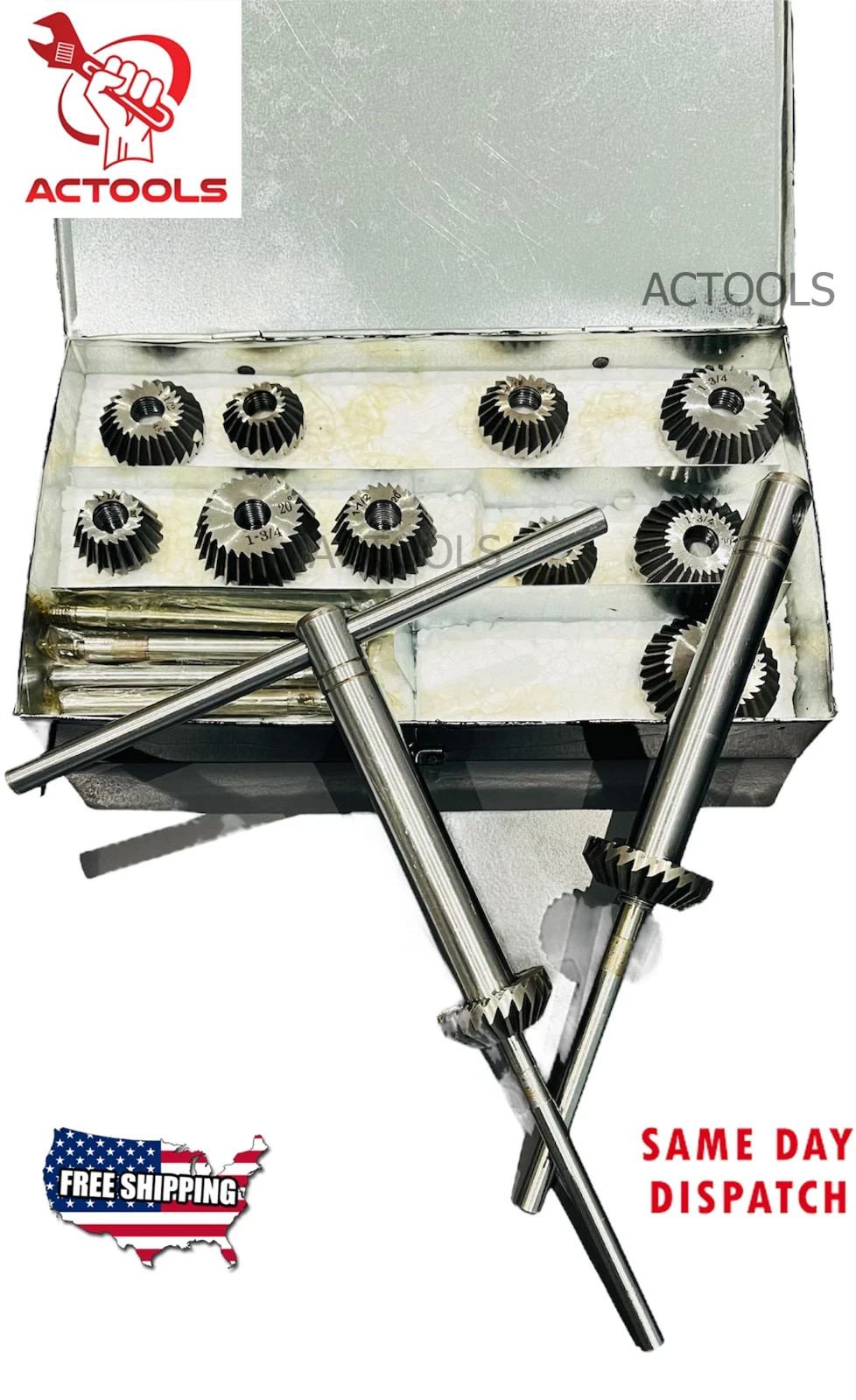 Valve Seat & Face Cutter Set 12 Pcs Set For Vintage Cars & Bikes ACTOOLS USA