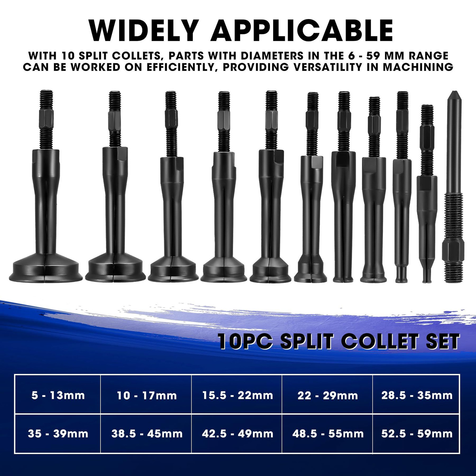 KOOPOOL 16-Piece Blind Hole Collet Bearing Race & Seal Puller Extractor Blue