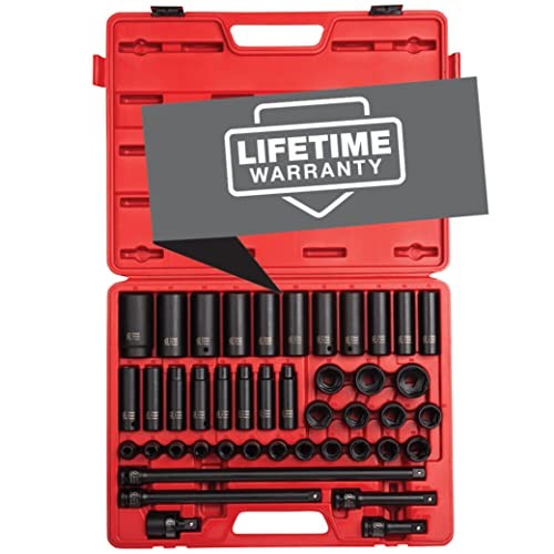 Sunex 1/2″ Drive Master Impact Socket Set, Metric, Standard/Deep, 43 Pieces