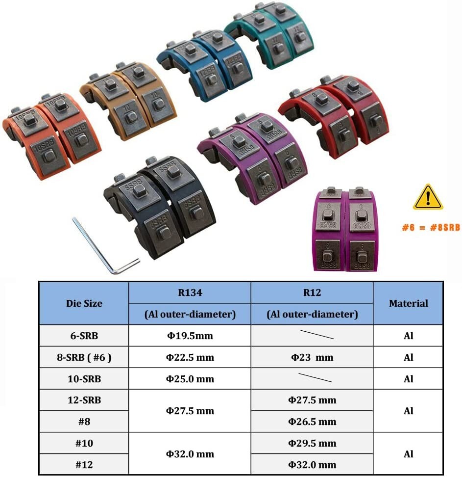 Hydraulic Hose Crimper Tool with 7 Die Set for Vehicle AC Line Fitting Auto Shop