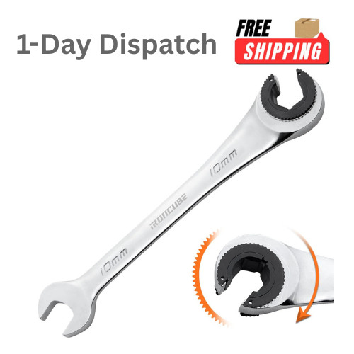 .ironcube 10mm Brake Line Wrench Set Metric Ratcheting Open-end