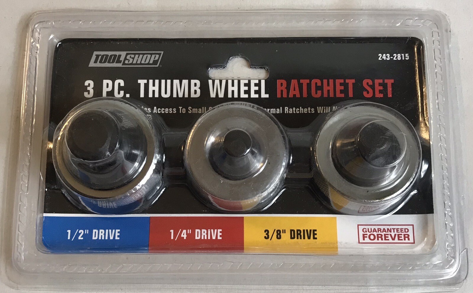 Tool Shop Thumb Wheel Ratchet Set 3 Piece 1/2 1/4 3/8 Drive 243-2815