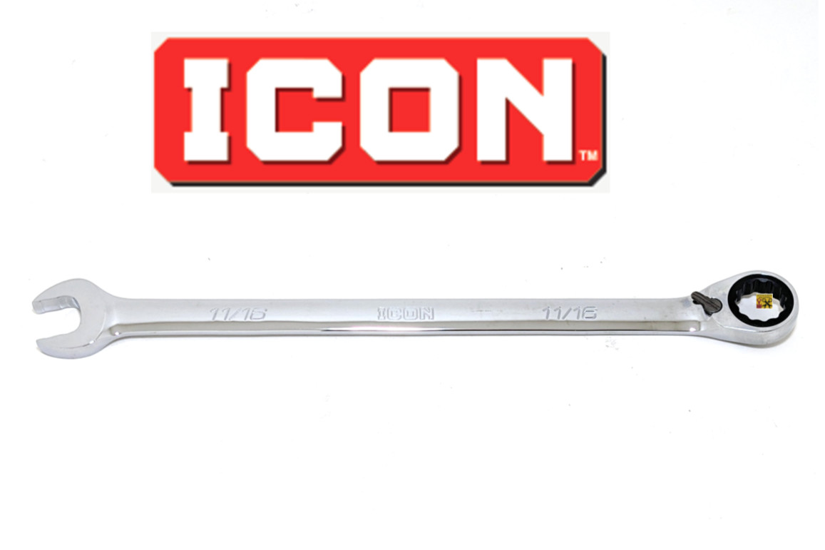 NEW ICON ANTI-SLIP REVERSIBLE RATCHETING WRENCH 12pt WRAS-7 SAE INCH PICK SIZE