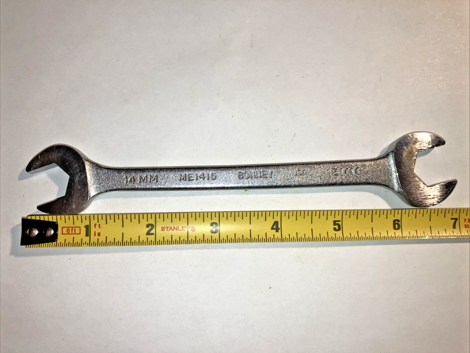 Bonney Tools ME1415 14mm x 15mm Metric Open End Wrench USA Vintage.