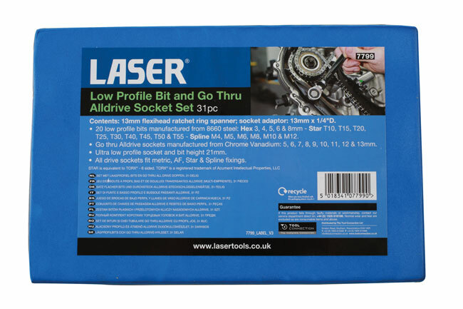 Laser 7799 31 Piece Low Profile Bit & Go Thru Alldrive Socket Set