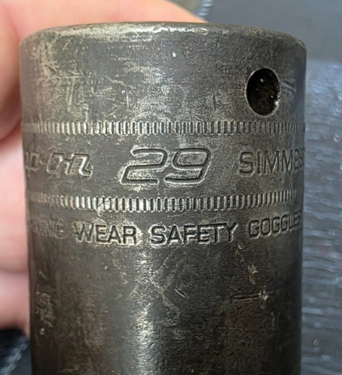 Snap-On 1/2” Drive 6-Point Metric 29mm Flank Drive Deep Impact Socket SIMM290