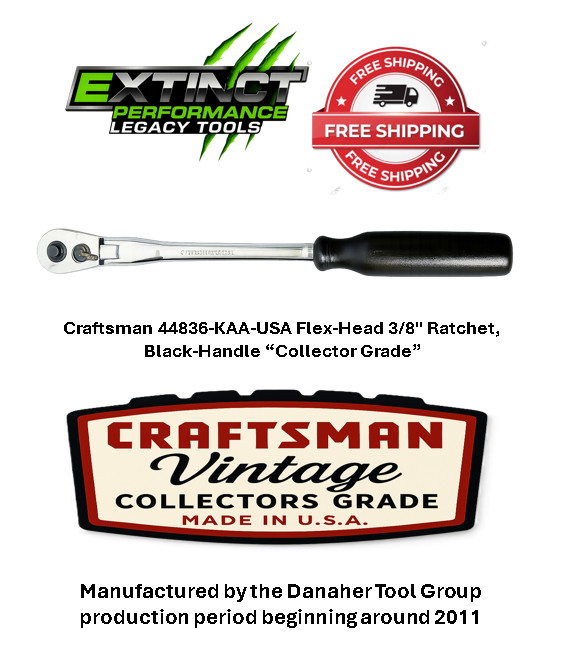 NOS SEARS Craftsman 12″ Flex Head Ratchet 3/8″ Drive Black Handle 44836-KAA-USA