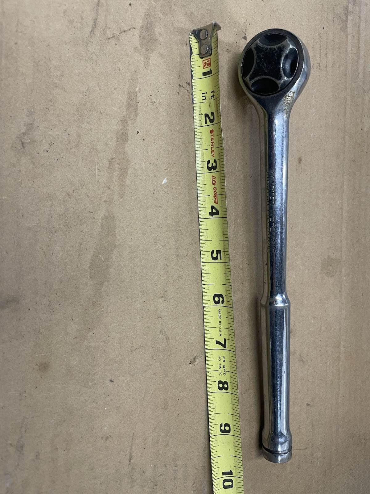 Master Mechanic P1660 1/2″ Drive 10″ Long Chrome Smooth Handle Socket Ratchet