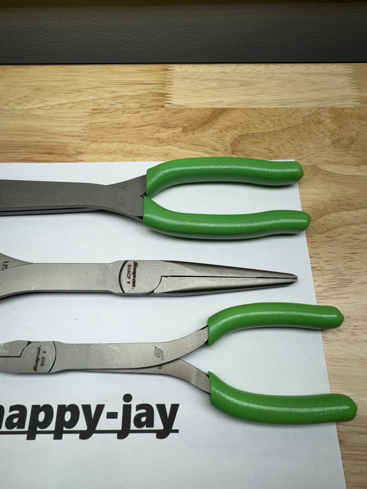 Snap-on Tools USA NEW GREEN 3pc Plier & Cutter Lot Set – 61CF – 911ACF – 312CF
