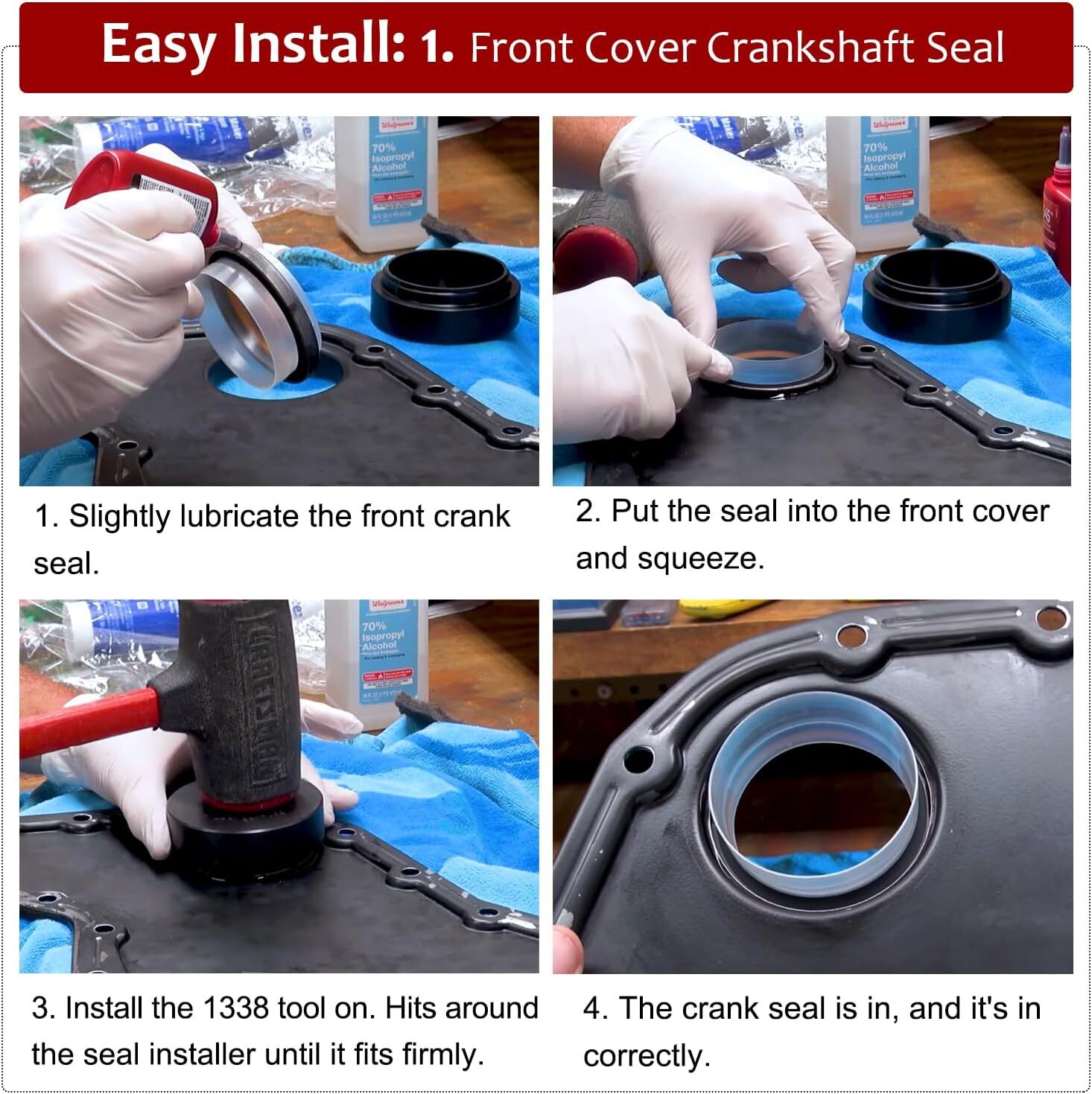 Front Cover Crankshaft Seal & Wear Sleeve Installer Tool For Cummins 5.9L 6.7L