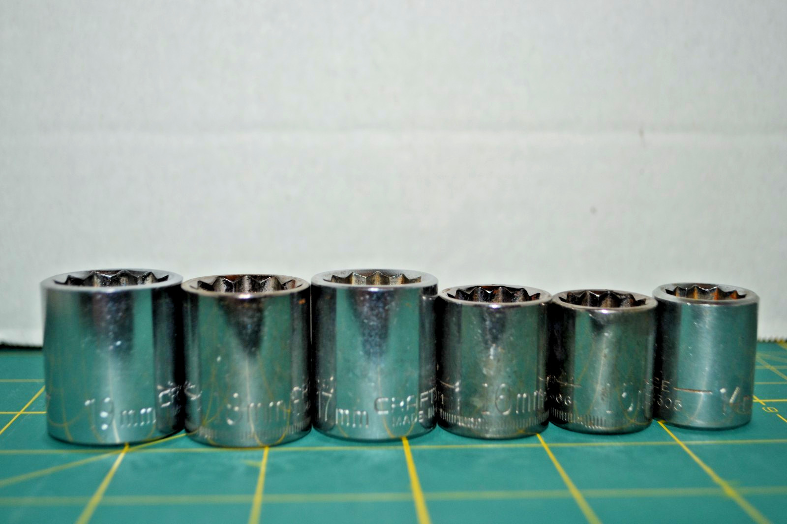 Craftsman Metric 3/8 Drive 12 Point 14-19MM Sockets Made in USA 6 Pcs