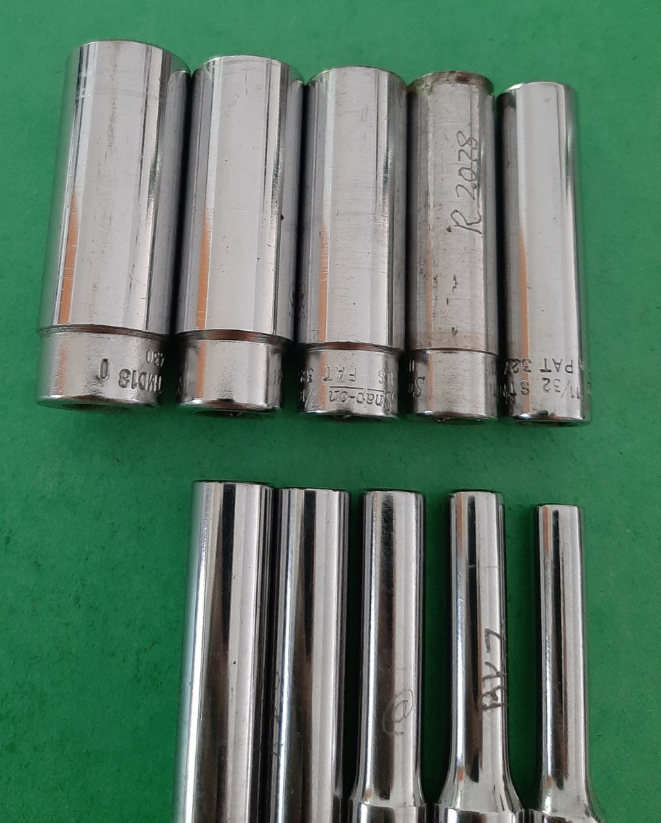 10pc Snap-on Tools USA 1/4″ Drive SAE Deep 12pt POINT Chrome Socket Set READ!!