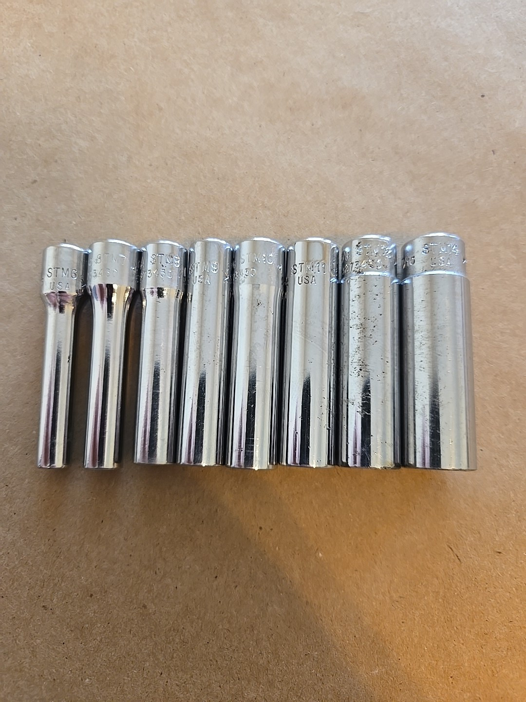 Snap On 1/4″ Drive 3/16″-7/16″ 6PT SAE Deep Chrome Sockets With Rack Lot Of 8
