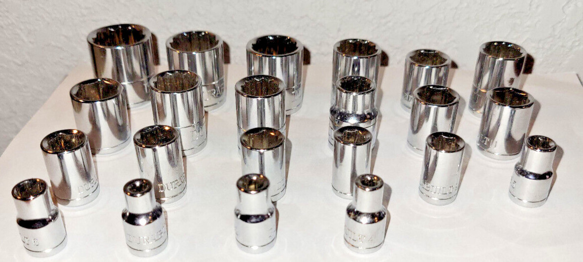 Lot of 22 Durabuilt Sockets Various Sizes