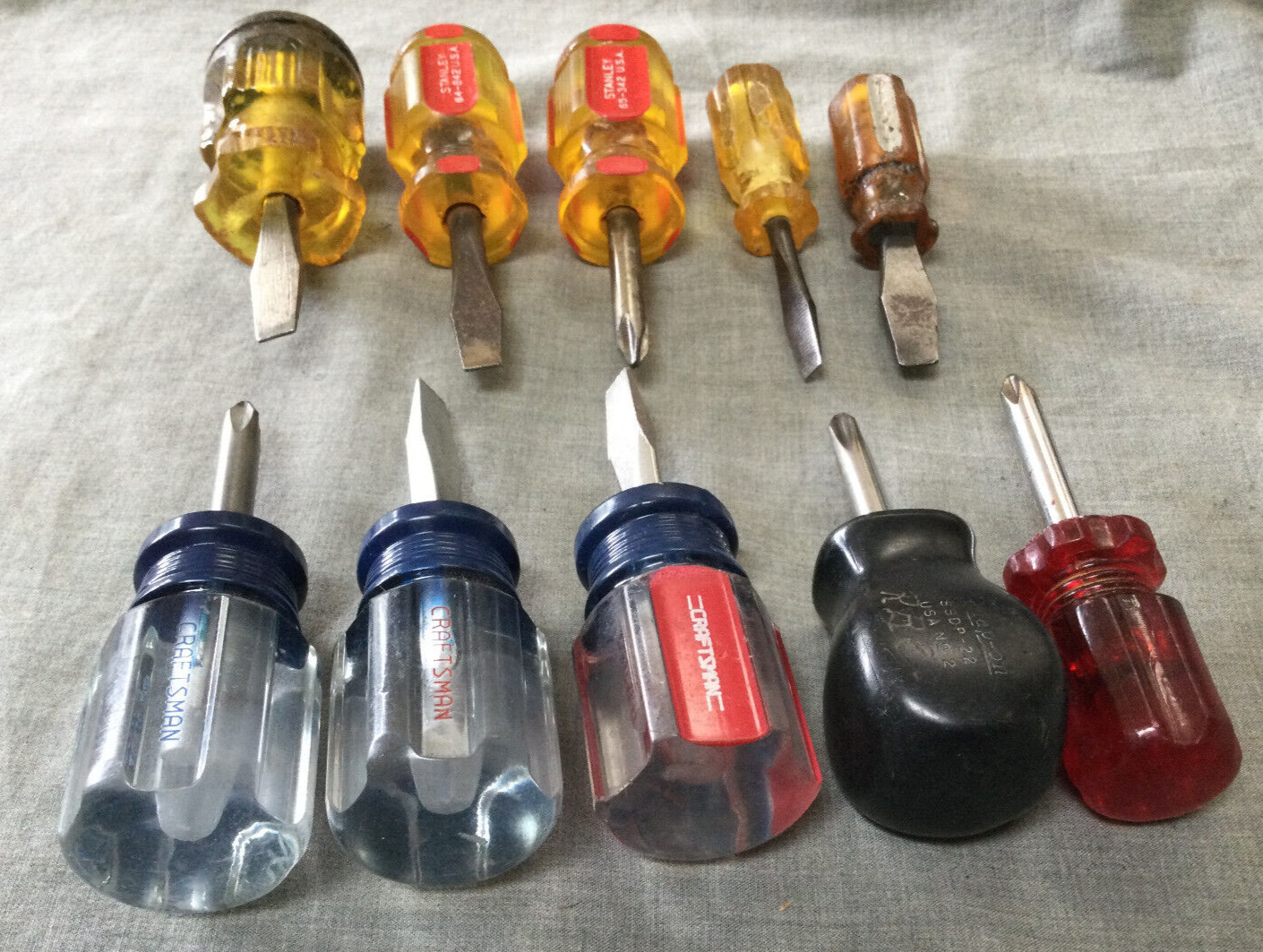 Vintage Stubby Screwdriver Lot Of 10 – Craftsman Stanley Snap-On Fuller