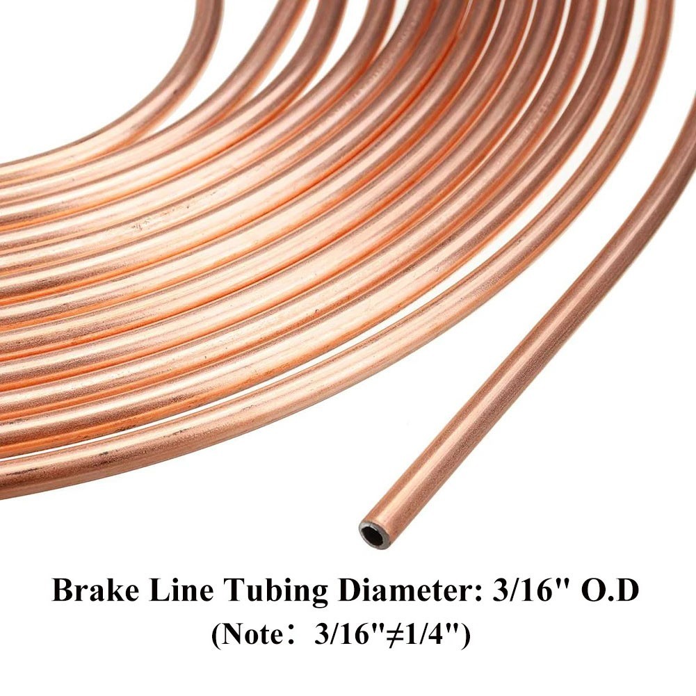 Copper Coated Steel Brake Line 3/16 inch 25 Feet for General Automotive Use