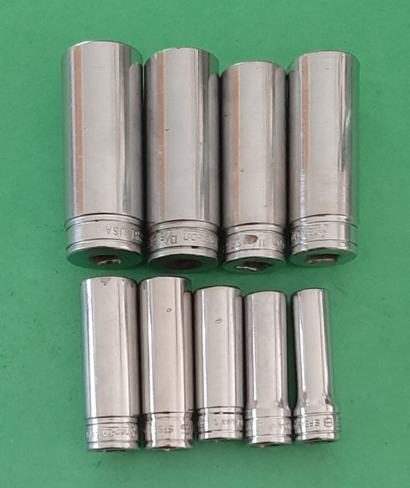 Snap-on 3/8″ Drive 9 PC 6pt Point Deep Socket Set 3/8″ to 7/8″ SFS121- SFS281