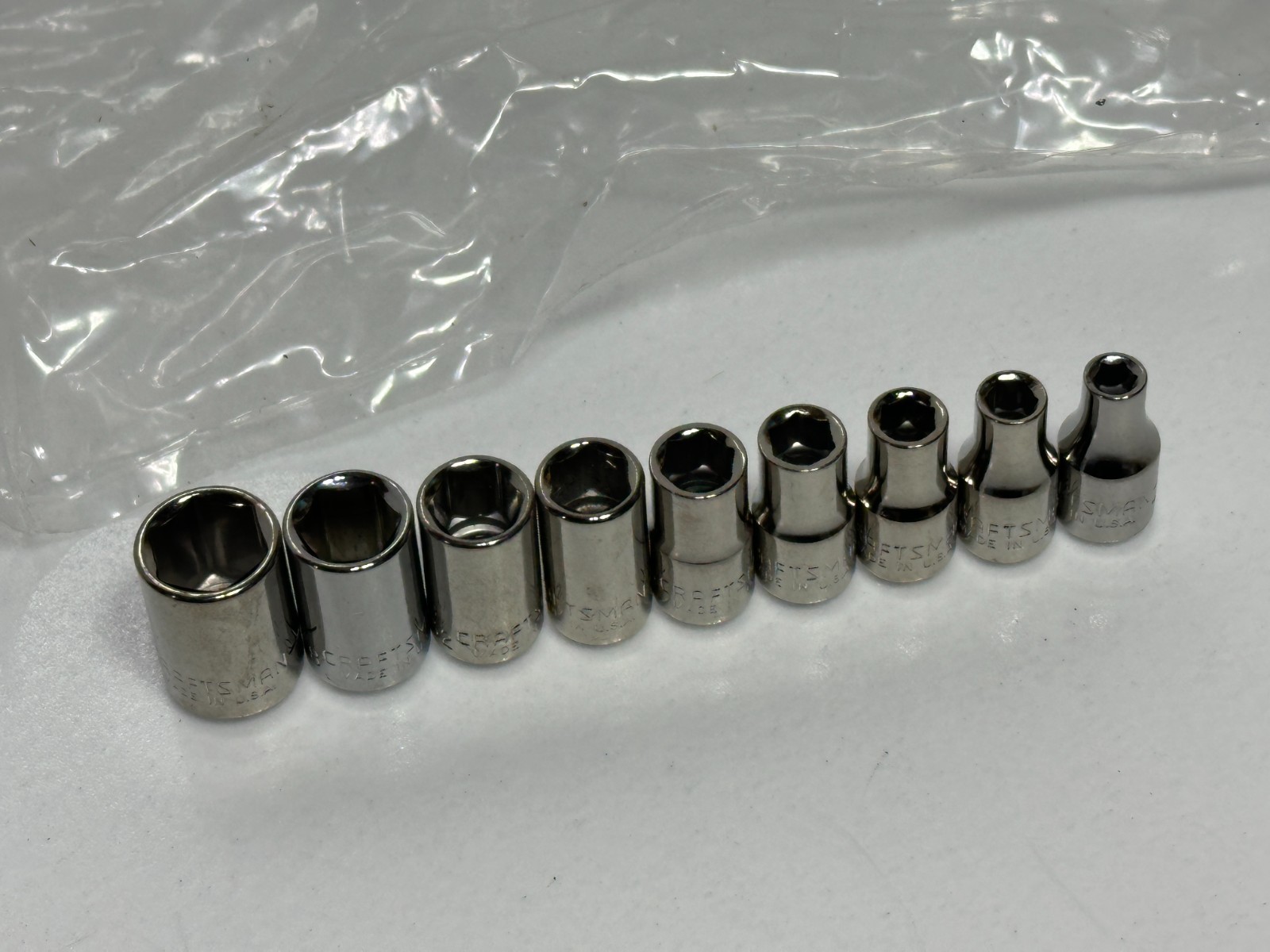🇺🇸 Craftsman Tools USA G 9pc SAE 5/32-7/16″ Shallow Socket Set 1/4″ Drive, NOS