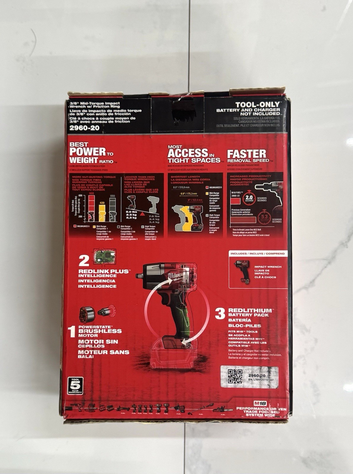 Milwaukee 2960-20 M18 FUEL™ 3/8 Mid-Torque Compact Impact Wrench Bare Brand New!