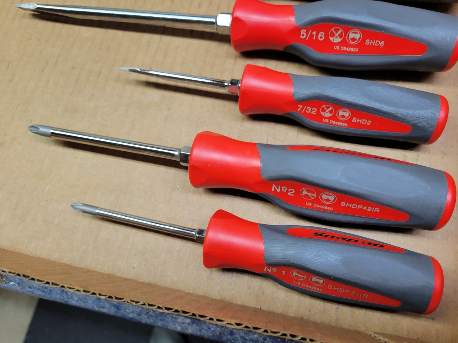Snap-On USA 6-Piece Red / Gray Hard Handle Screwdriver Set /Lot