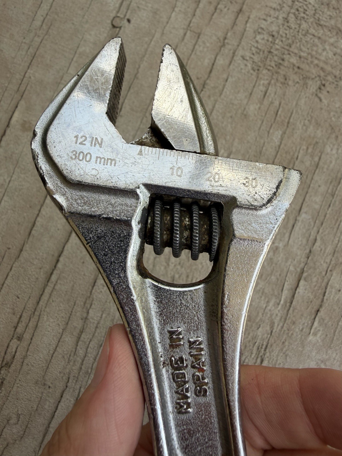 SNAP-ON 12″ INCH FLANK DRIVE PLUS ADJUSTABLE WRENCH FADH12A RED, GOOD COND SPAIN