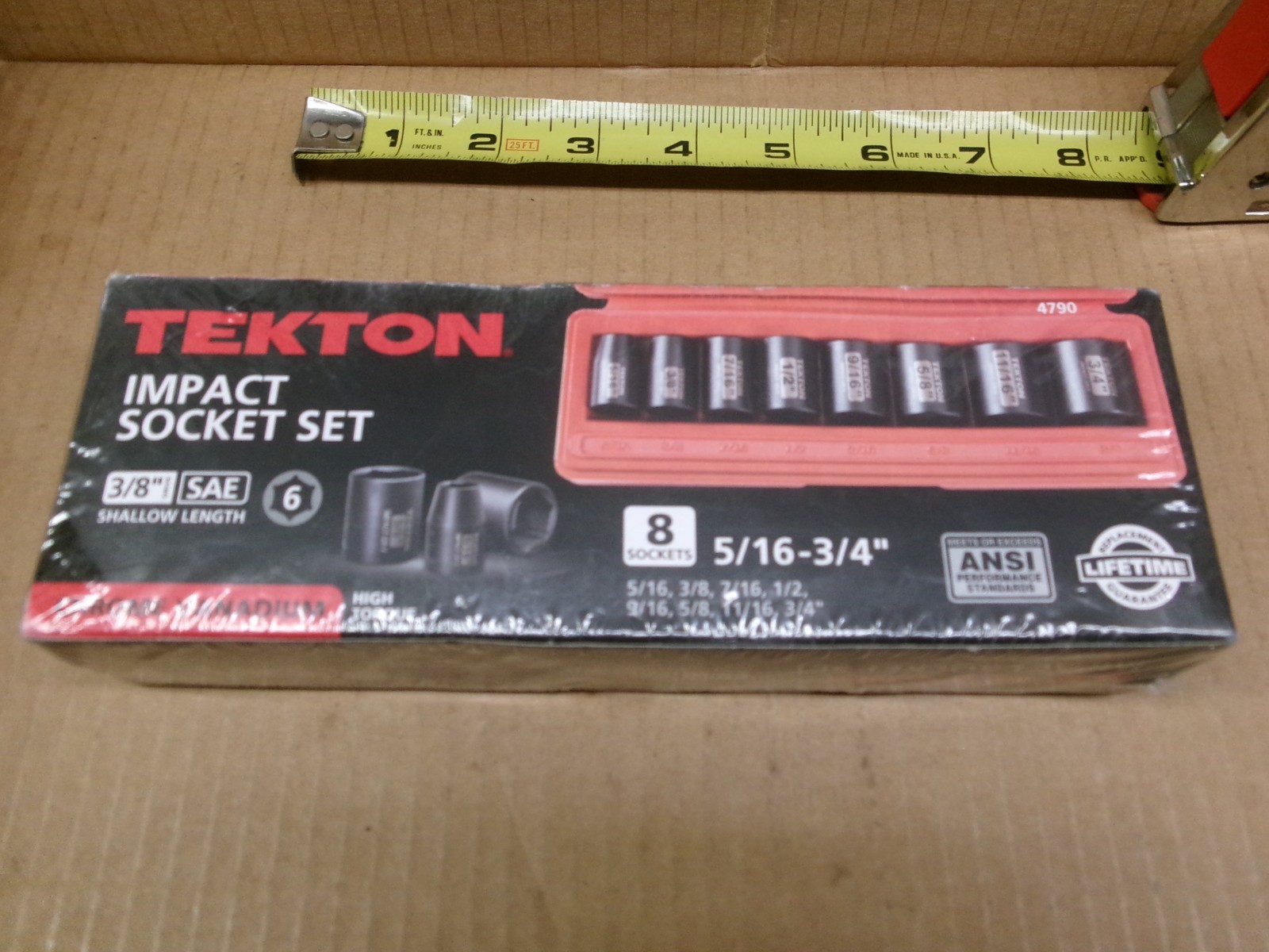TEKTON 8-Piece 38″ Drive SAE Impact Socket Set 5/16 – 3/4″ No 4790