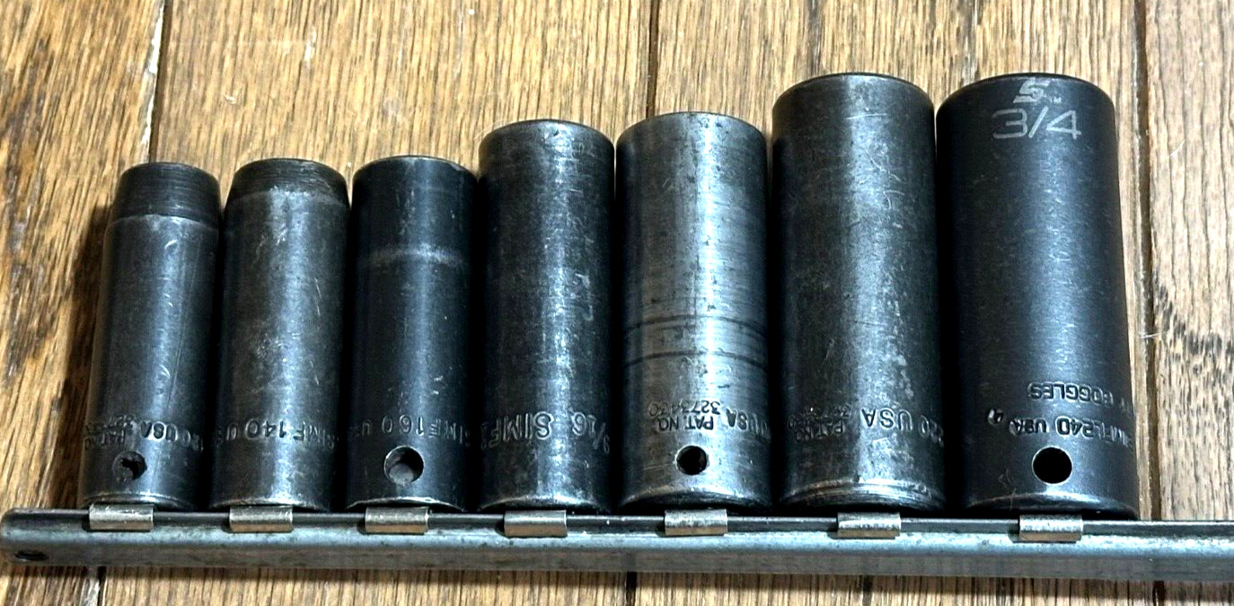 🇺🇸 Snap On Tools USA 3/8″ Drive SAE IMPACT Deep Well Socket Set Lot 6 PT Rail