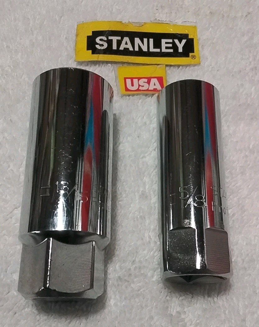 2pc STANLEY «PROFESSIONAL «3/8″-1/2″ DRIVE SPARK PLUG SOCKET 13/16″-5/8» USA…