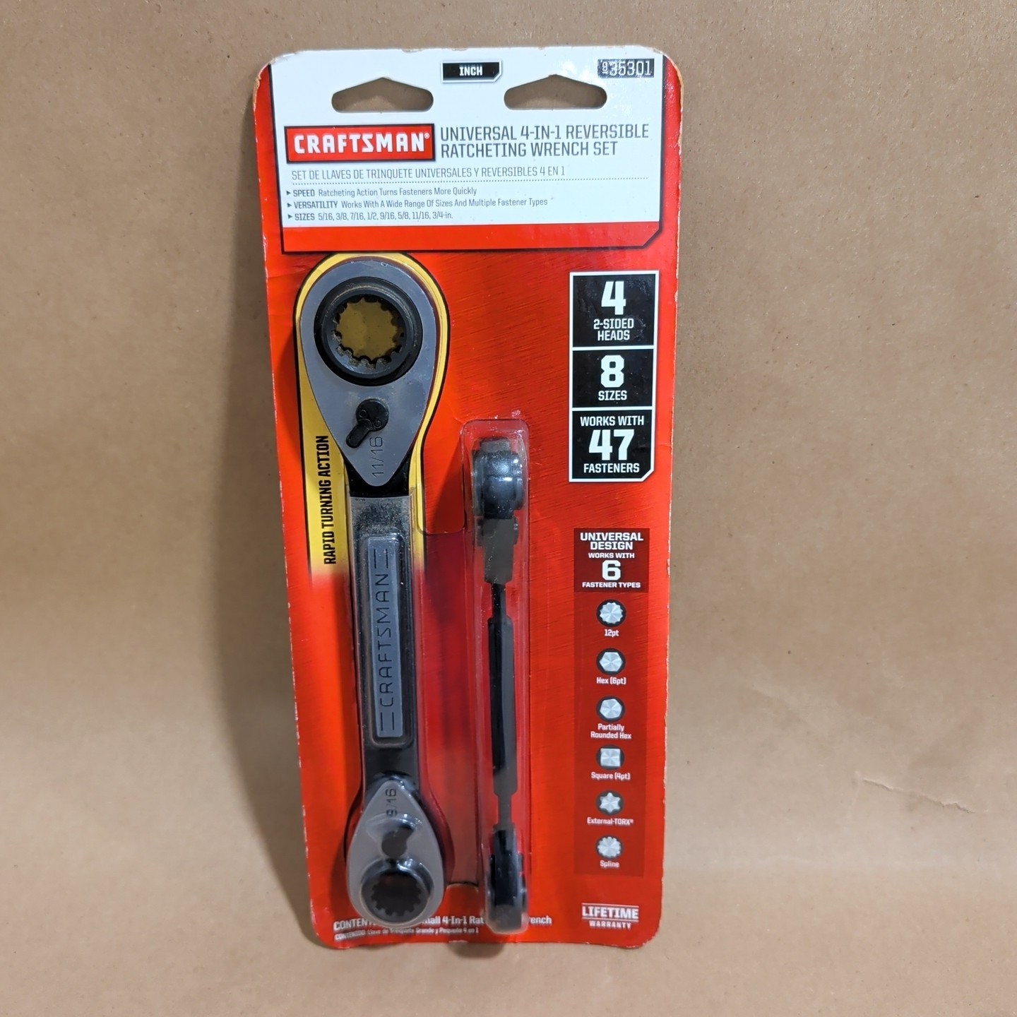 Craftsman 2pc 4-IN-1 Inch Universal Reversible Ratcheting Box End Wrench 35301