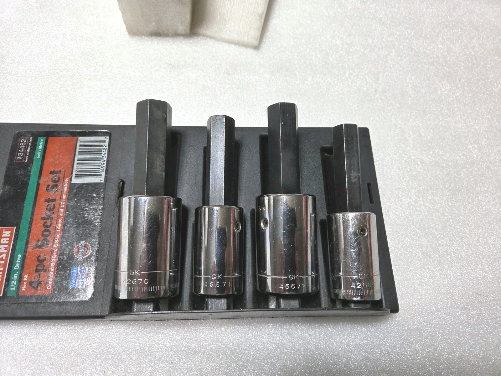 Craftsman 934482 1/2″ Dr. Metric And Sae Hex Bit Sockets 14mm,17mm,9/16, 5/8 USA