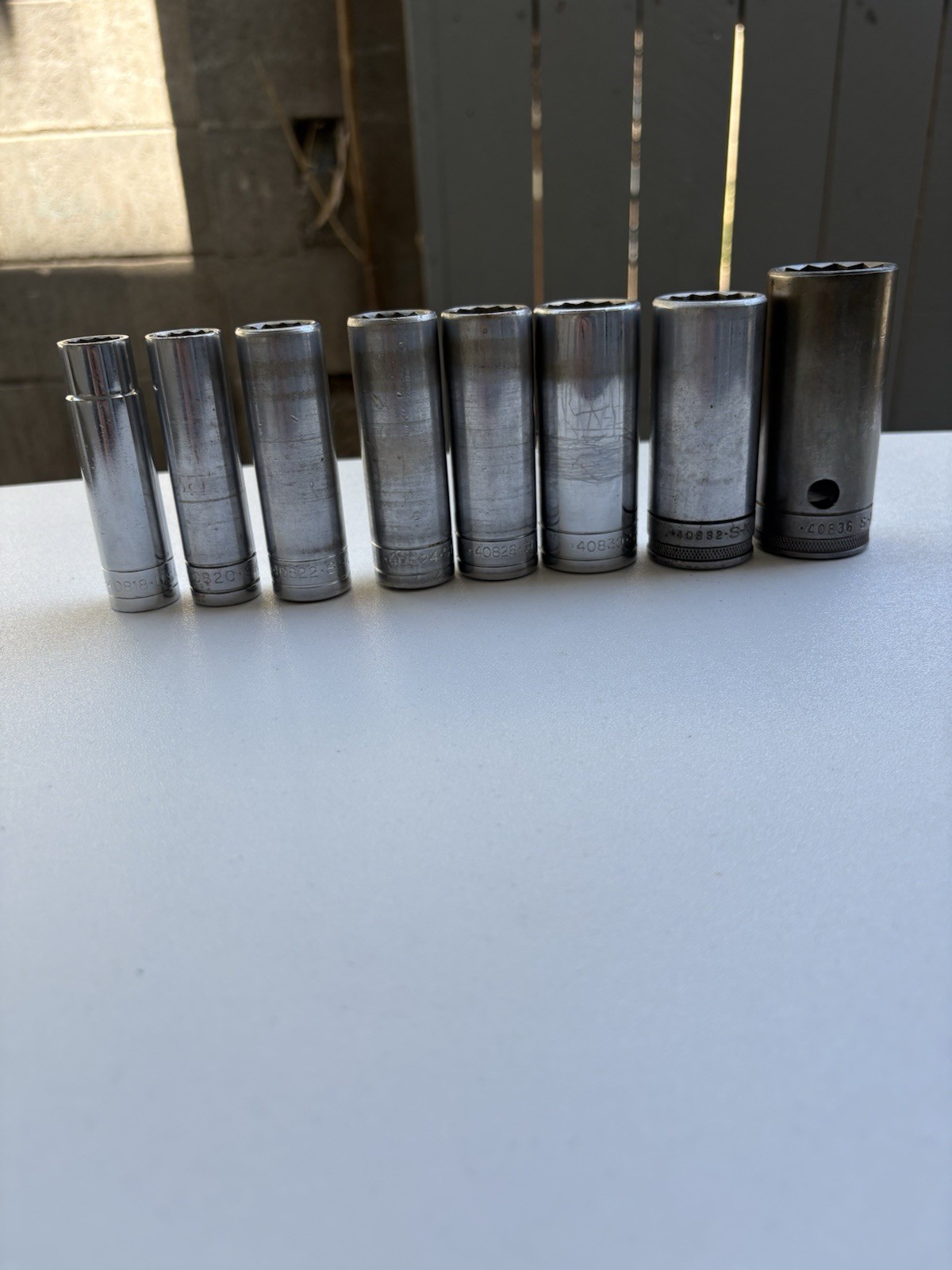 Vintage SK Tools 1/2” Drive 12pt Deep Sockets Set 40818-40836 USA 9/16” to 1-1/8