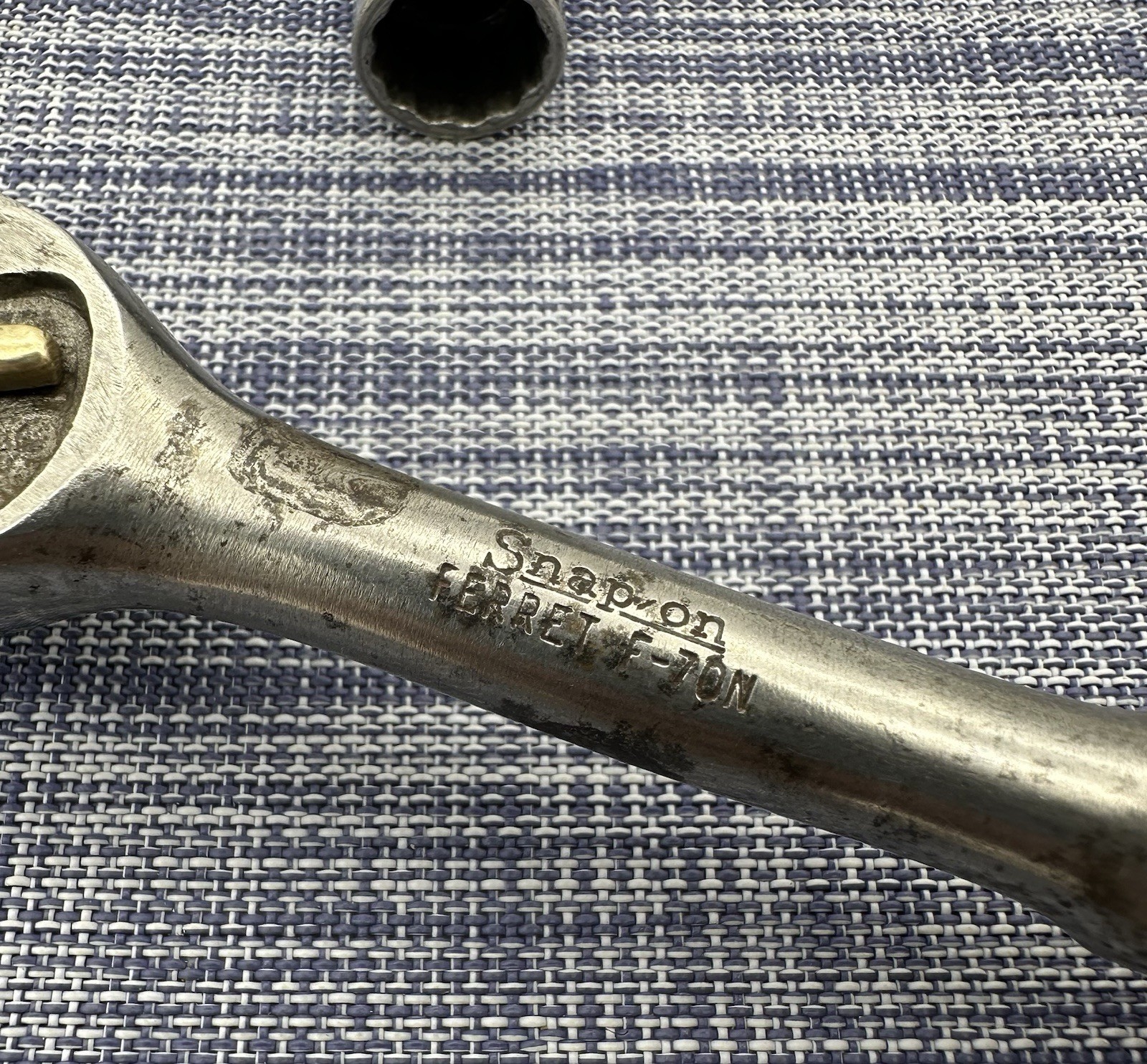 Snap On Vintage 3/8 Drive Ferret Ratchet F-70N & 2 Bonus Sockets