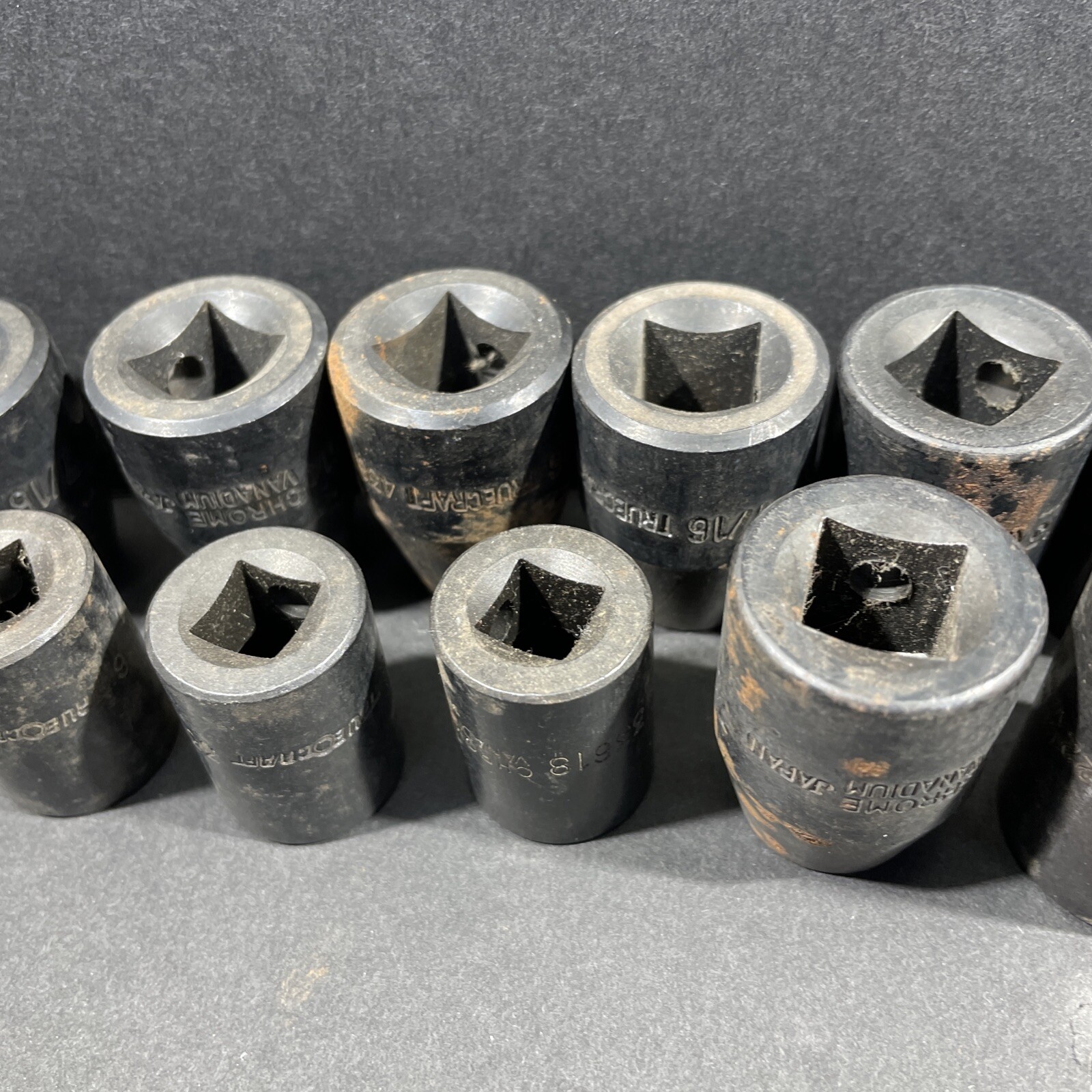 11- Truecraft Impact Sockets, 7/16” 13mm 9/16” 11/16”, 1/2 & 3/8 Drive, 6 Point