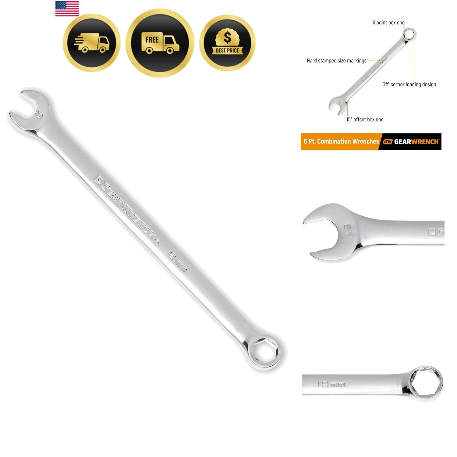 Combination Wrench 8mm, 6 Point- 81756