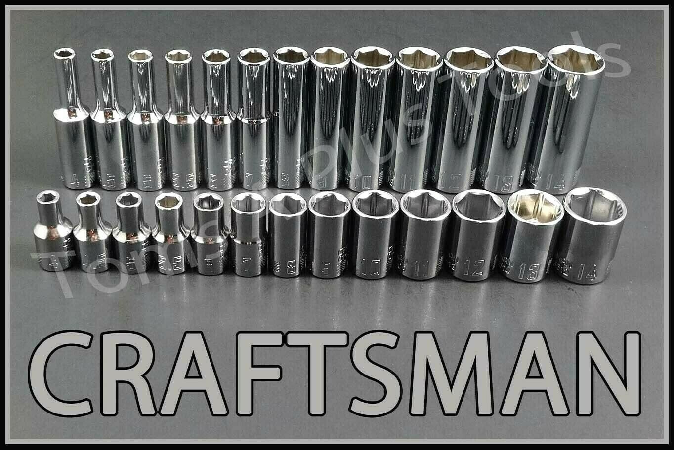 CRAFTSMAN TOOLS 26pc Short & Deep 1/4 METRIC MM 6pt ratchet wrench socket set