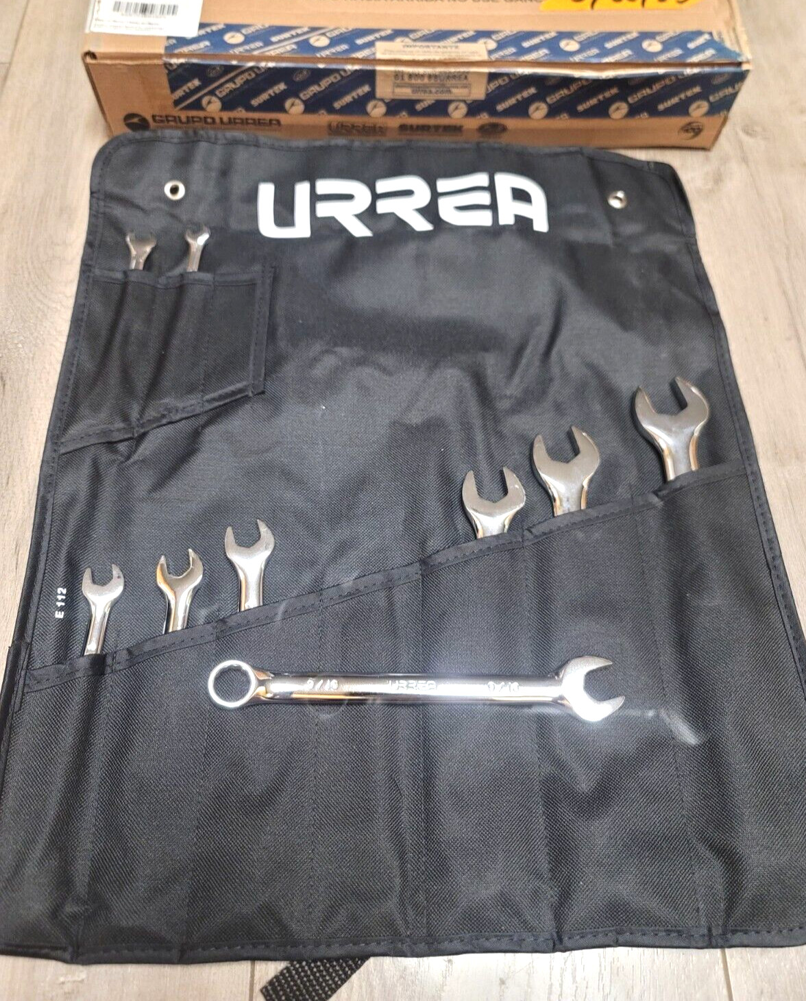 Urrea Tools 9pc SAE Combo Wrench Set w/ Roll Pouch 1/4 to 3/4″ Mexico #12009S