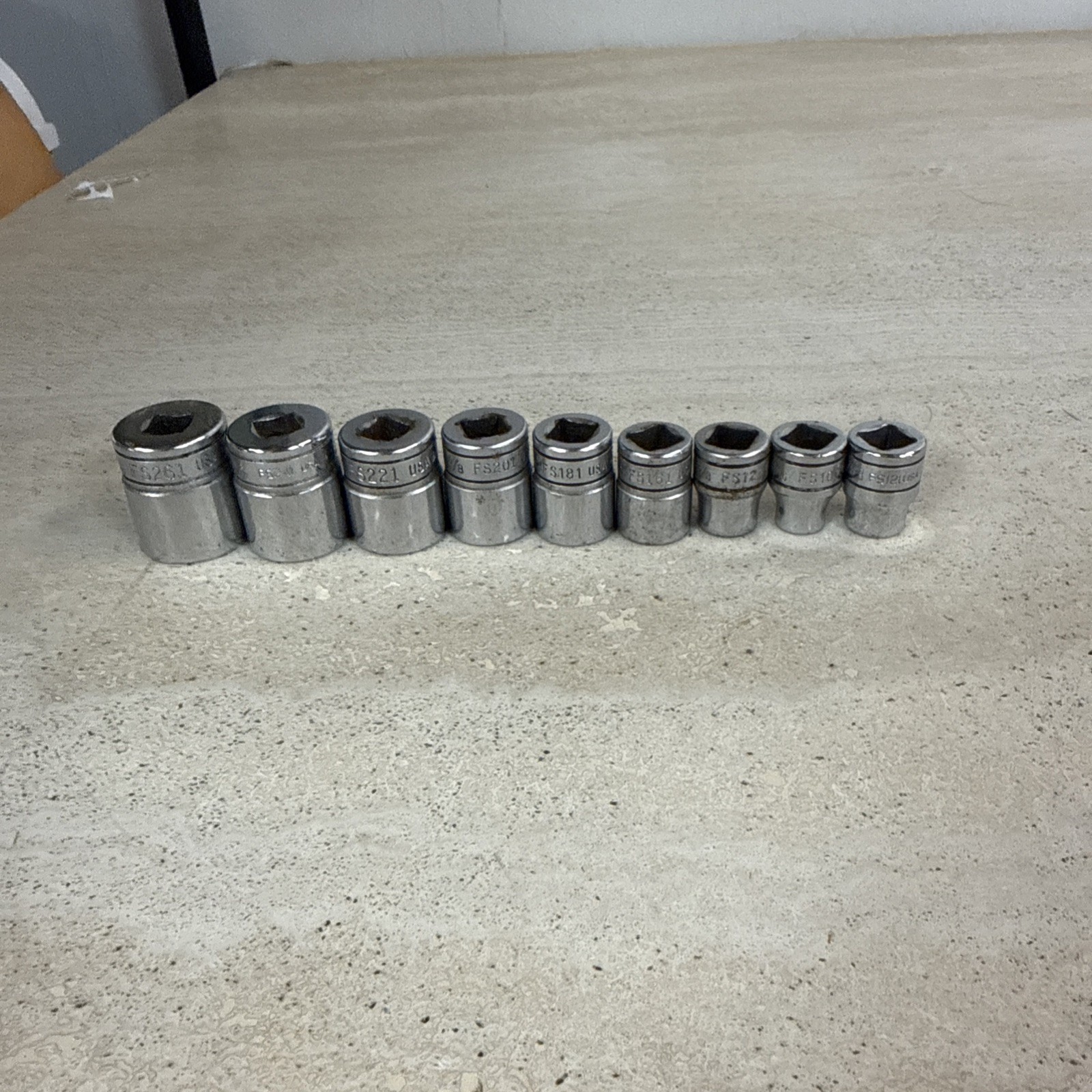 Snap On 9 Piece Set Wrench Sockets FS See Description