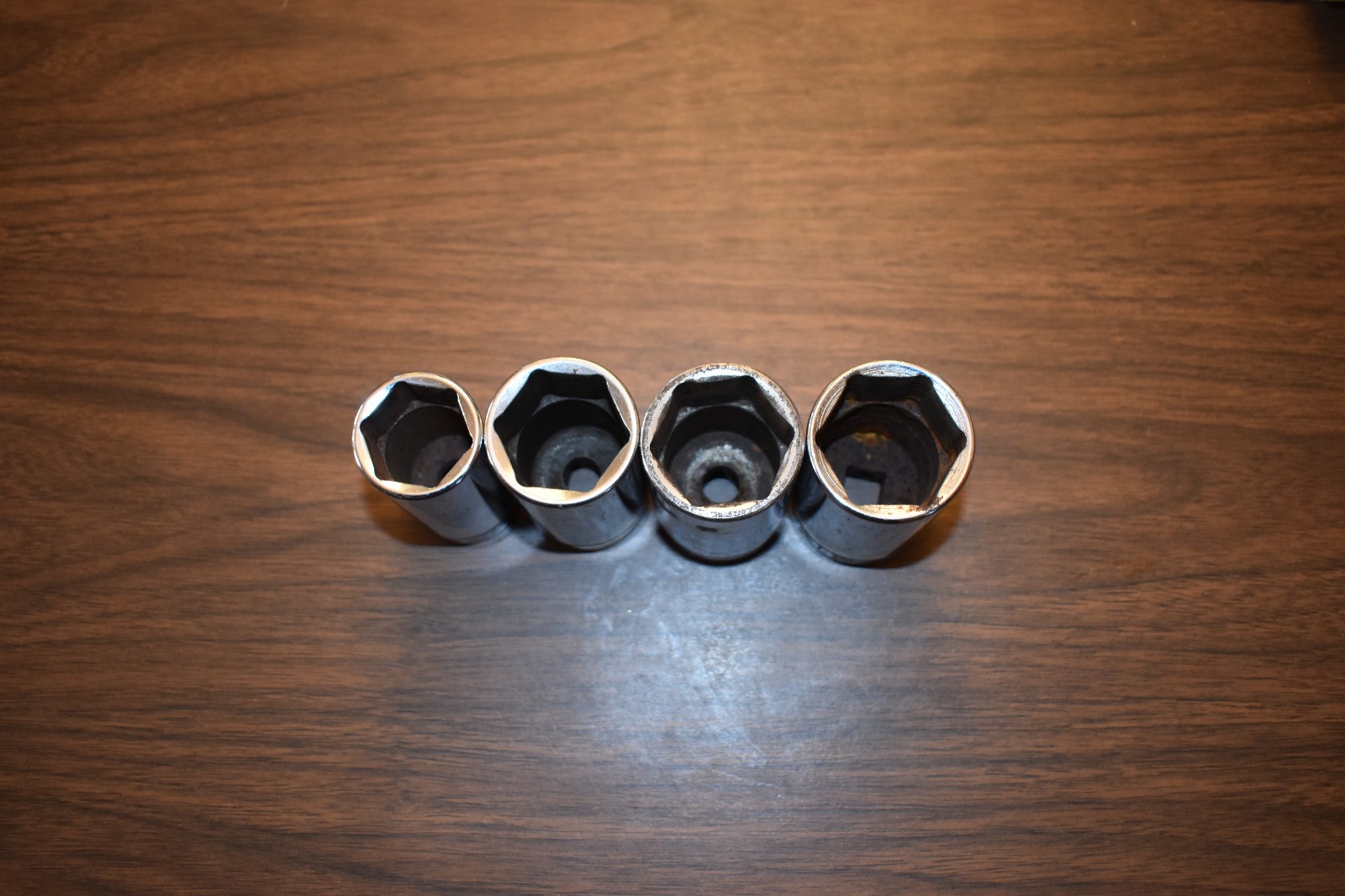 Set of 4 Snap On, Chrome, 6 Pt Deep SAE Sockets, TS341, TS401 TS421 TS441