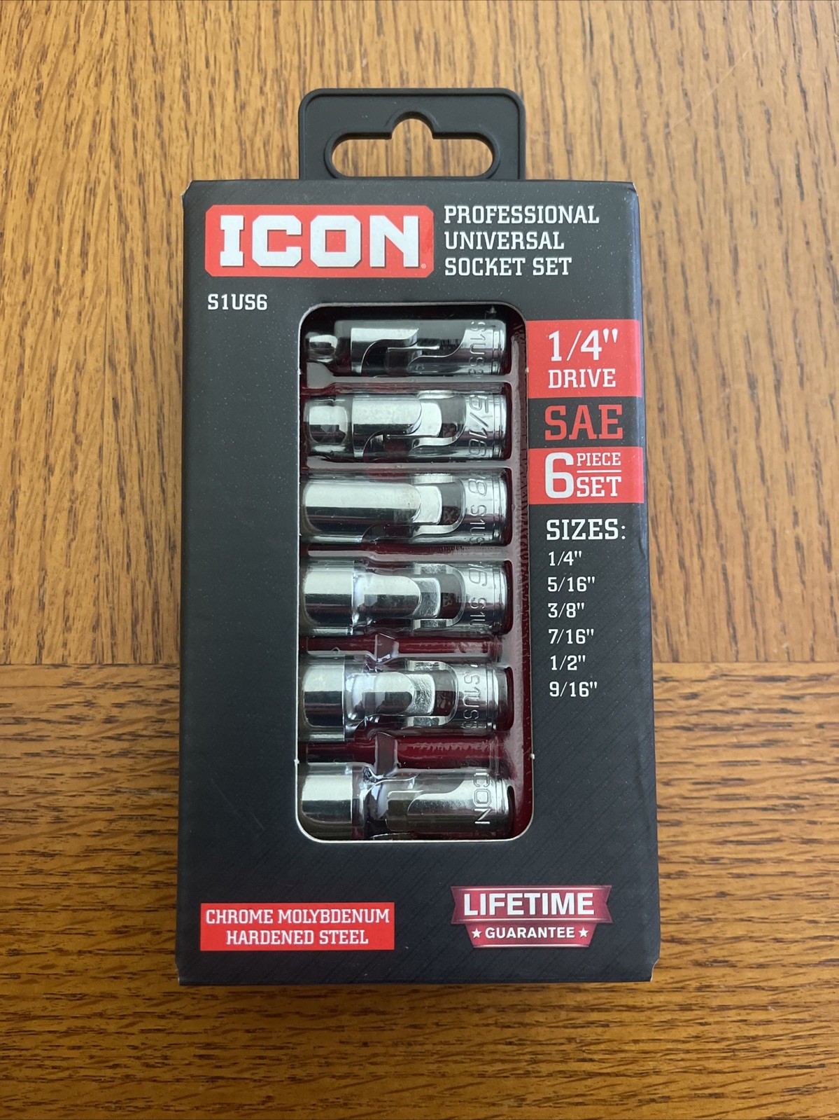 ICON 1/4 “Drive SAE Universal Joint 6 Pcs Set 1/4” – 9/16” S1US6 70299