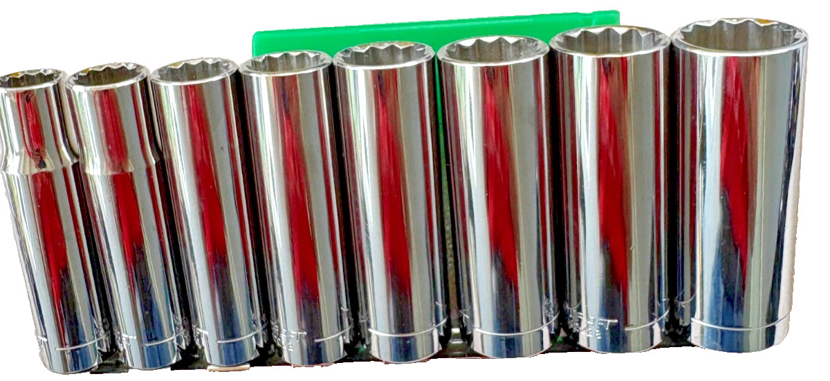 True Craft 8 pc 1/2″ Drive Deep 12pt SAE Socket Set 1/2 – 1 5/16 Made in USA